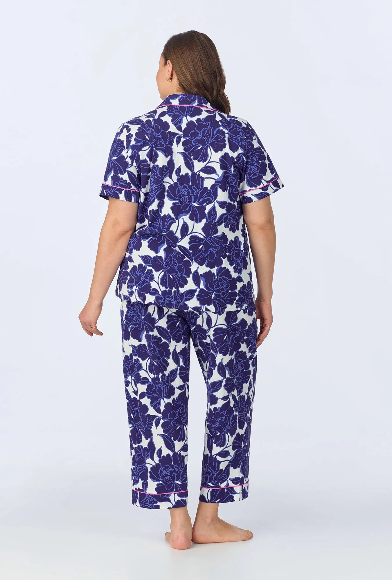 Isabella Flora Short Sleeve Classic Stretch Jersey Cropped PJ Set sold by BedHead product image thumbnail 4