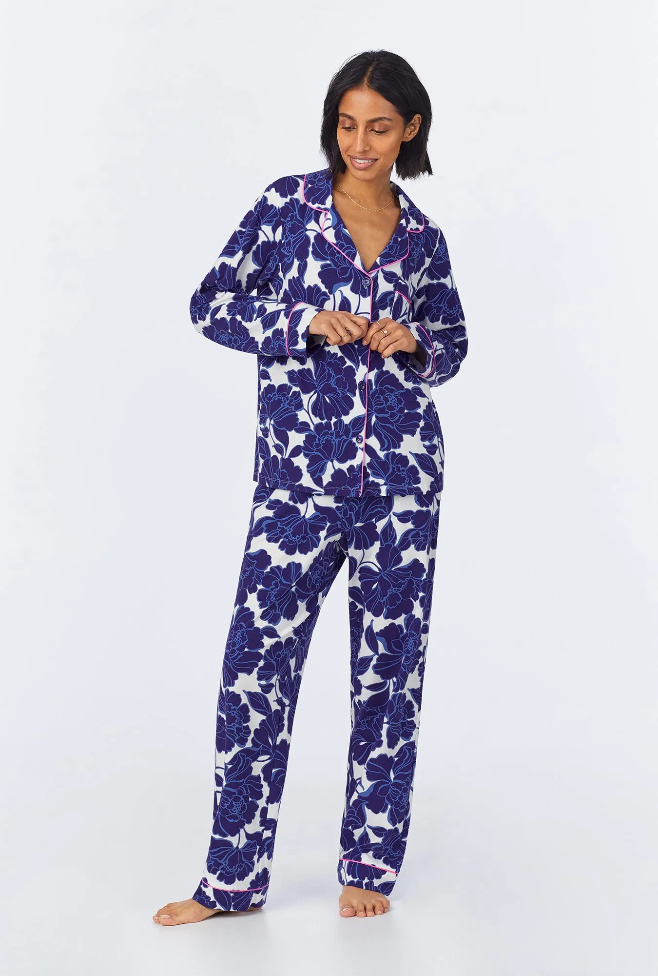 Isabella Flora Long Sleeve Classic Stretch Jersey PJ Set sold by BedHead