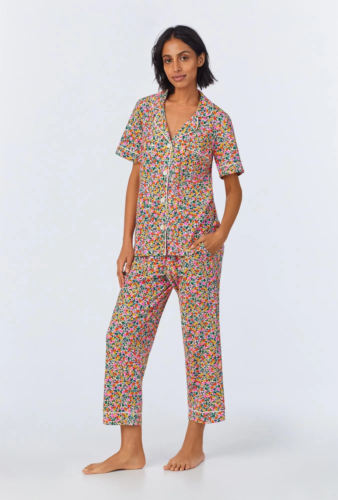 Fresh Picks Short Sleeve Classic Stretch Jersey Cropped PJ Set sold by BedHead product image thumbnail 2