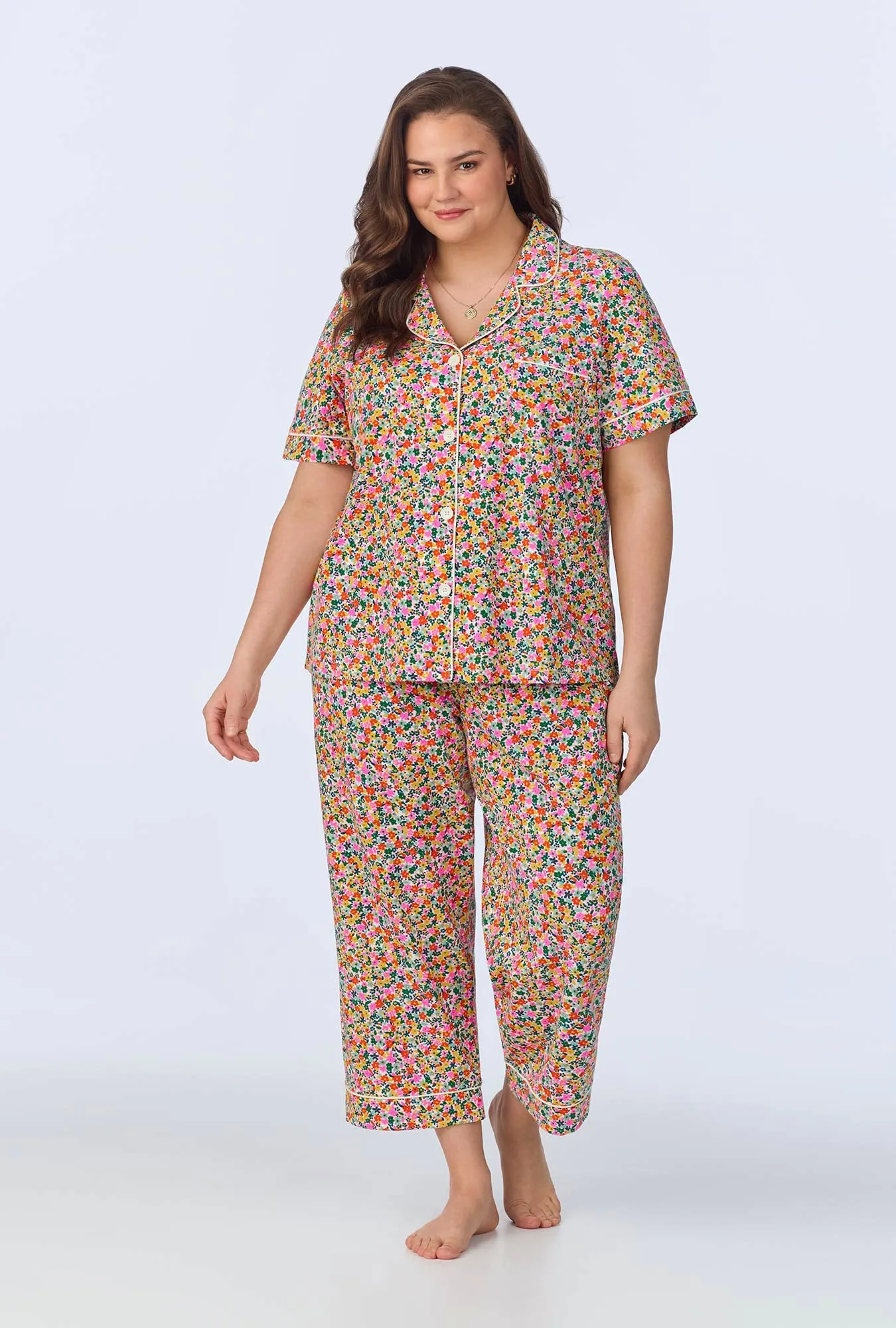 Fresh Picks Short Sleeve Classic Stretch Jersey Cropped PJ Set sold by BedHead product image thumbnail 5