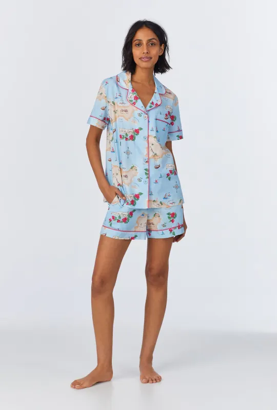Ciao Capri Short Sleeve Classic Woven Cotton Poplin Shorty PJ Set sold by BedHead