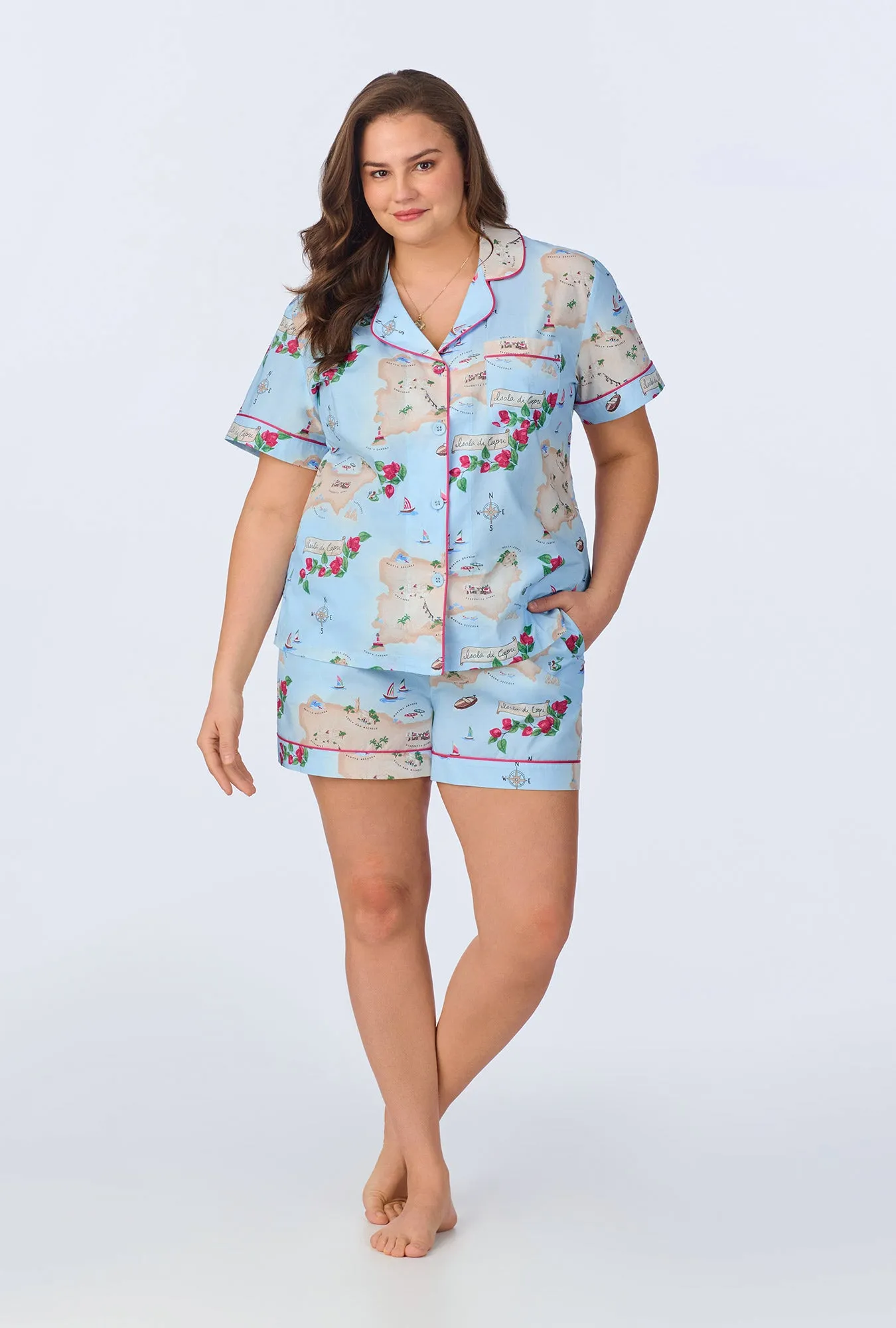 Ciao Capri Short Sleeve Classic Woven Cotton Poplin Shorty PJ Set sold by BedHead product image thumbnail 5