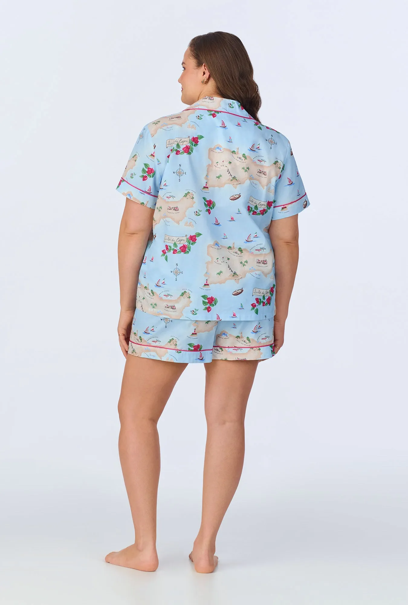 Ciao Capri Short Sleeve Classic Woven Cotton Poplin Shorty PJ Set sold by BedHead product image thumbnail 4