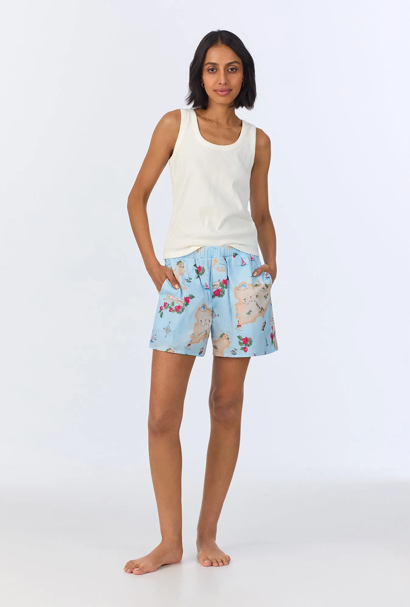 Ciao Capri Knit Tank Woven Cotton Poplin Boxer PJ Set sold by BedHead product image thumbnail 2