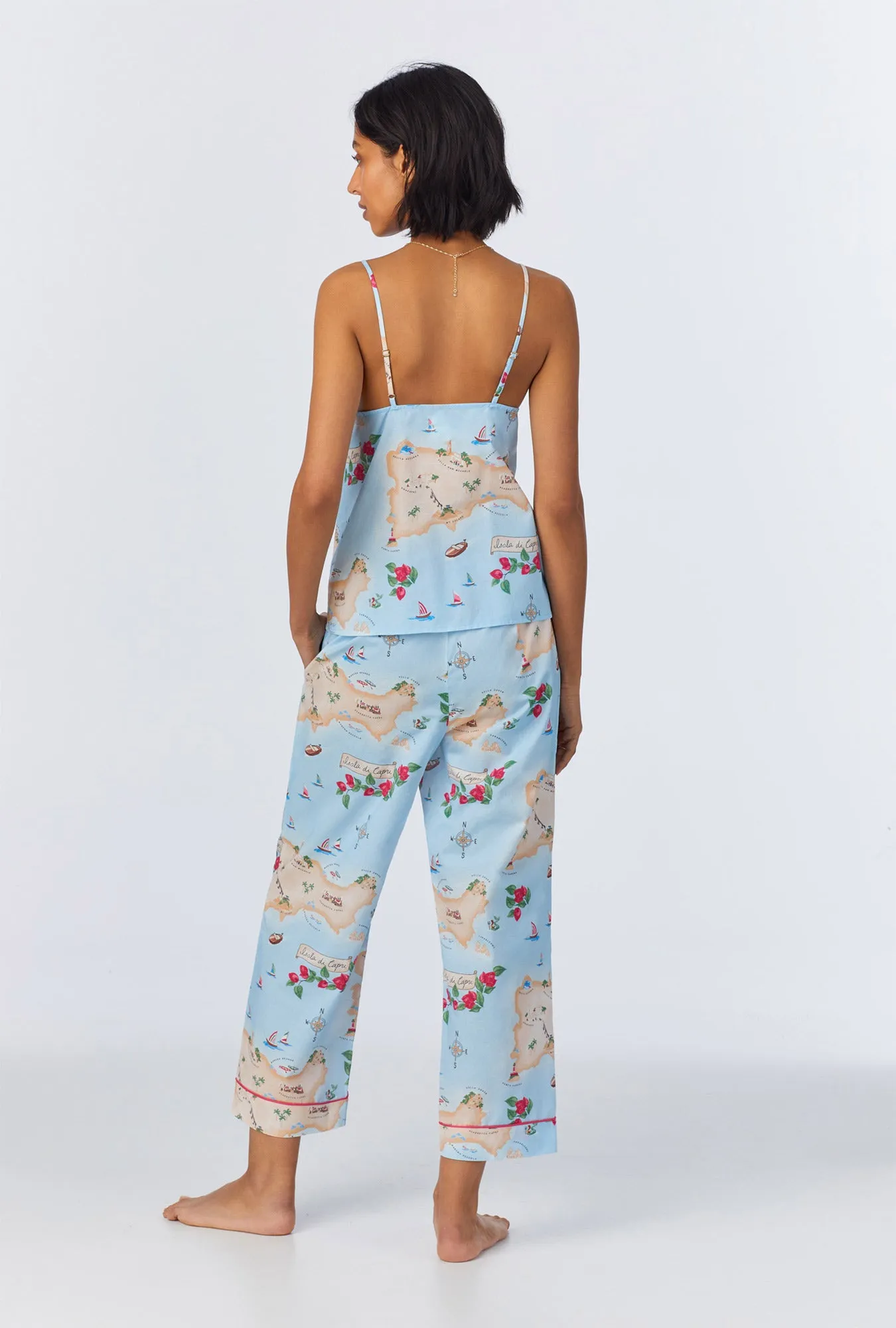 Ciao Capri Cami Woven Cotton Poplin Cropped PJ Set sold by BedHead product image thumbnail 3