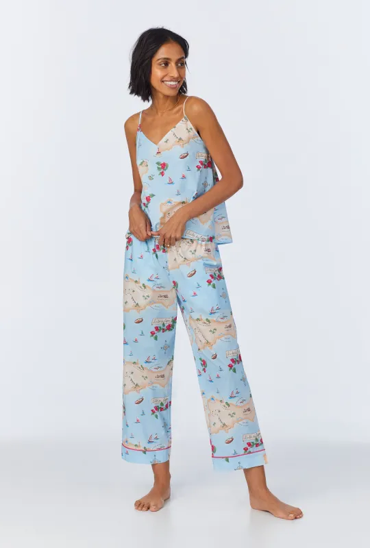 Ciao Capri Cami Woven Cotton Poplin Cropped PJ Set sold by BedHead