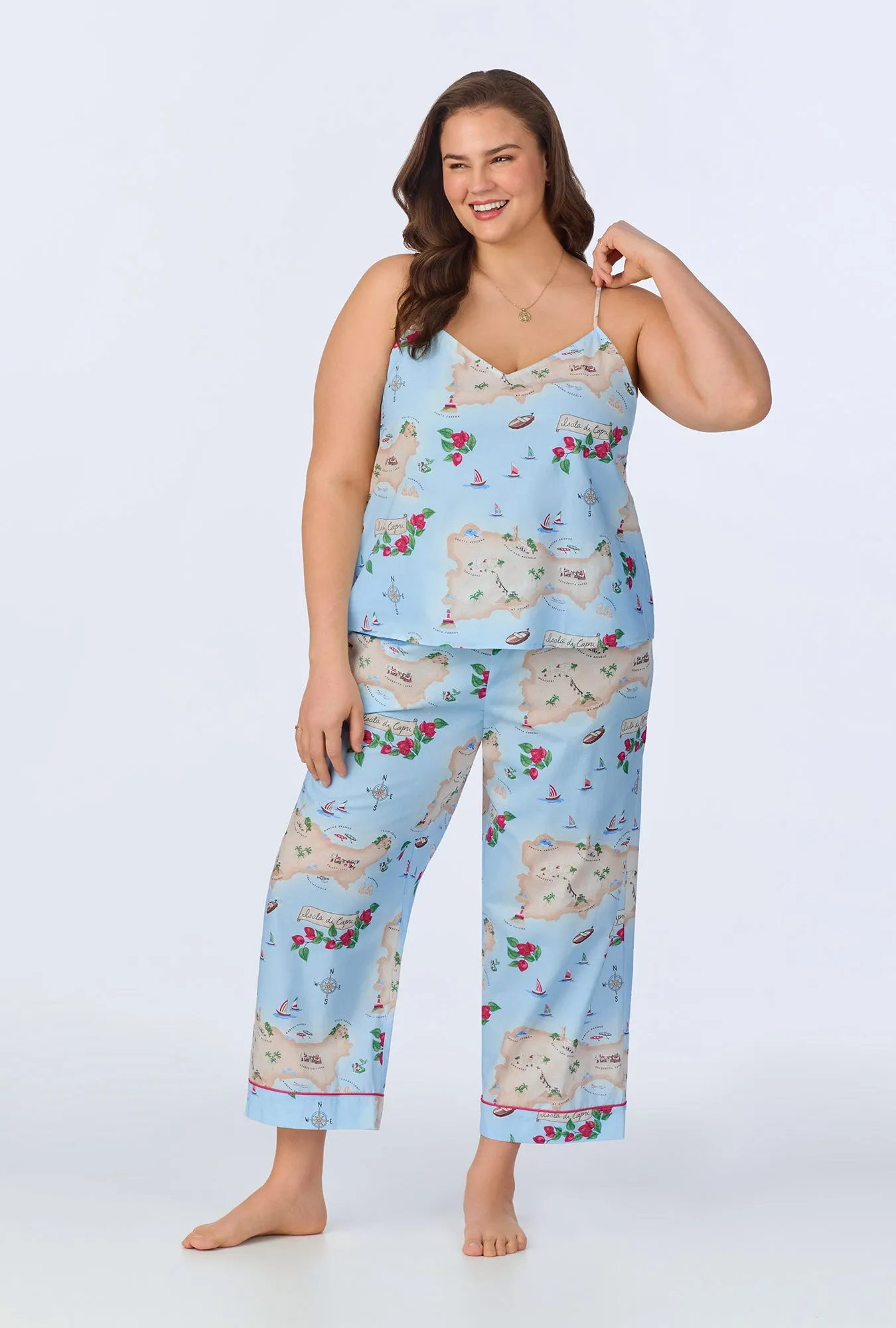 Ciao Capri Cami Woven Cotton Poplin Cropped PJ Set sold by BedHead product image thumbnail 4