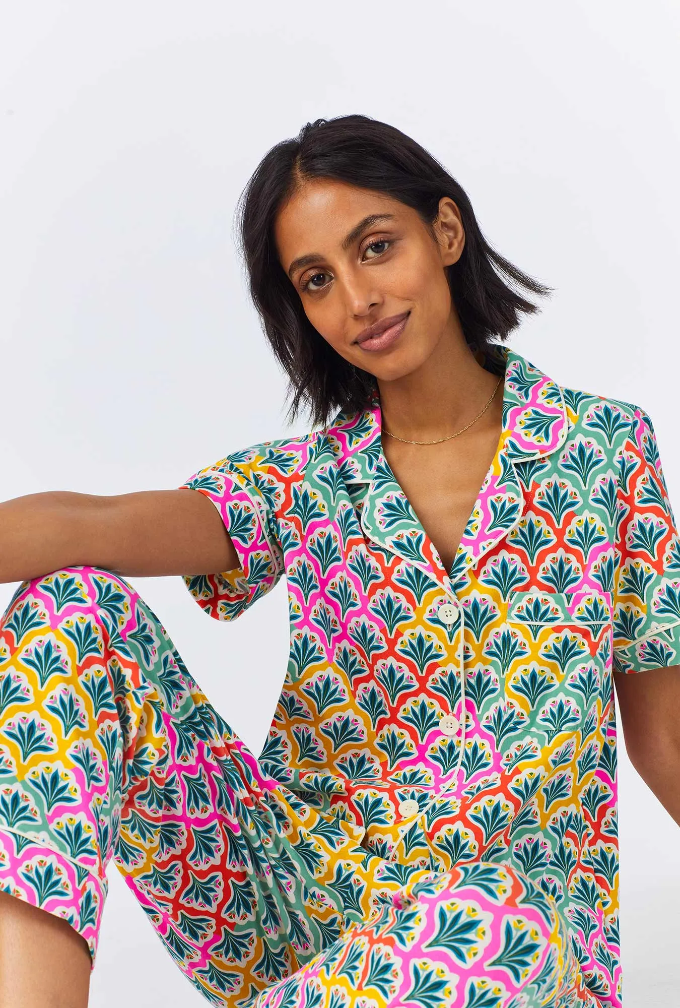 Camilla Short Sleeve Classic Stretch Jersey Cropped PJ Set sold by BedHead