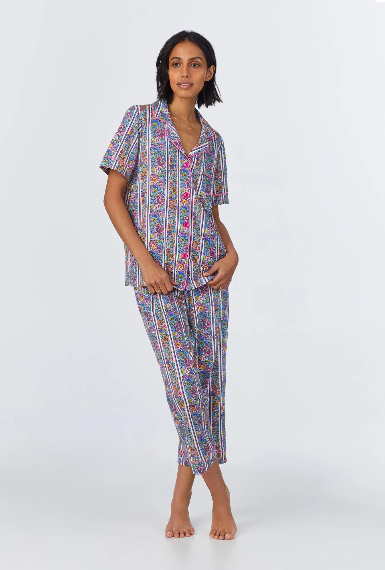 Bel Fiore Short Sleeve Classic Stretch Jersey Cropped PJ Set sold by BedHead product image thumbnail 2