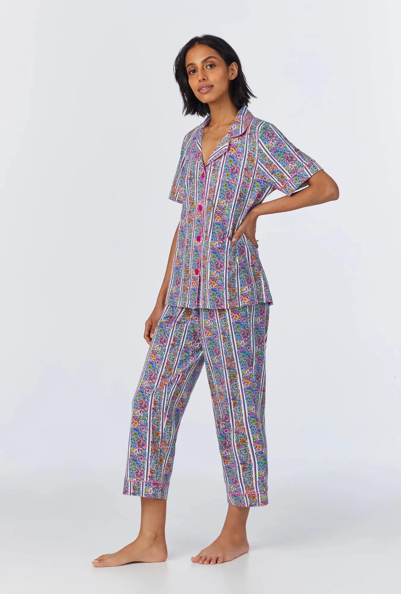 Bel Fiore Short Sleeve Classic Stretch Jersey Cropped PJ Set sold by BedHead product image thumbnail 3