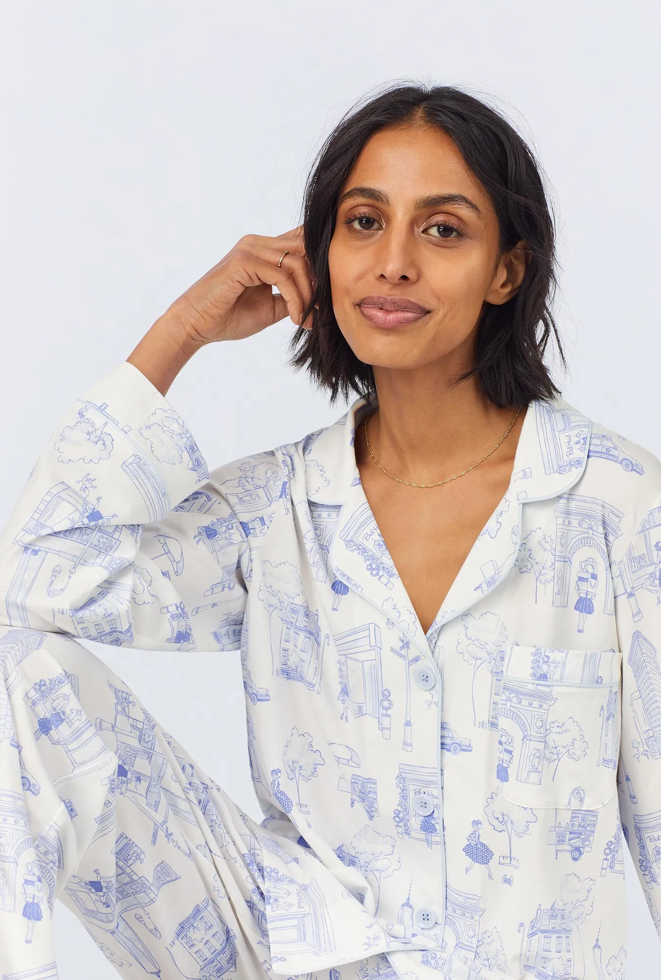 BedHead On The Bleecker Long Sleeve Classic Stretch Jersey PJ Set sold by BedHead product image thumbnail 4