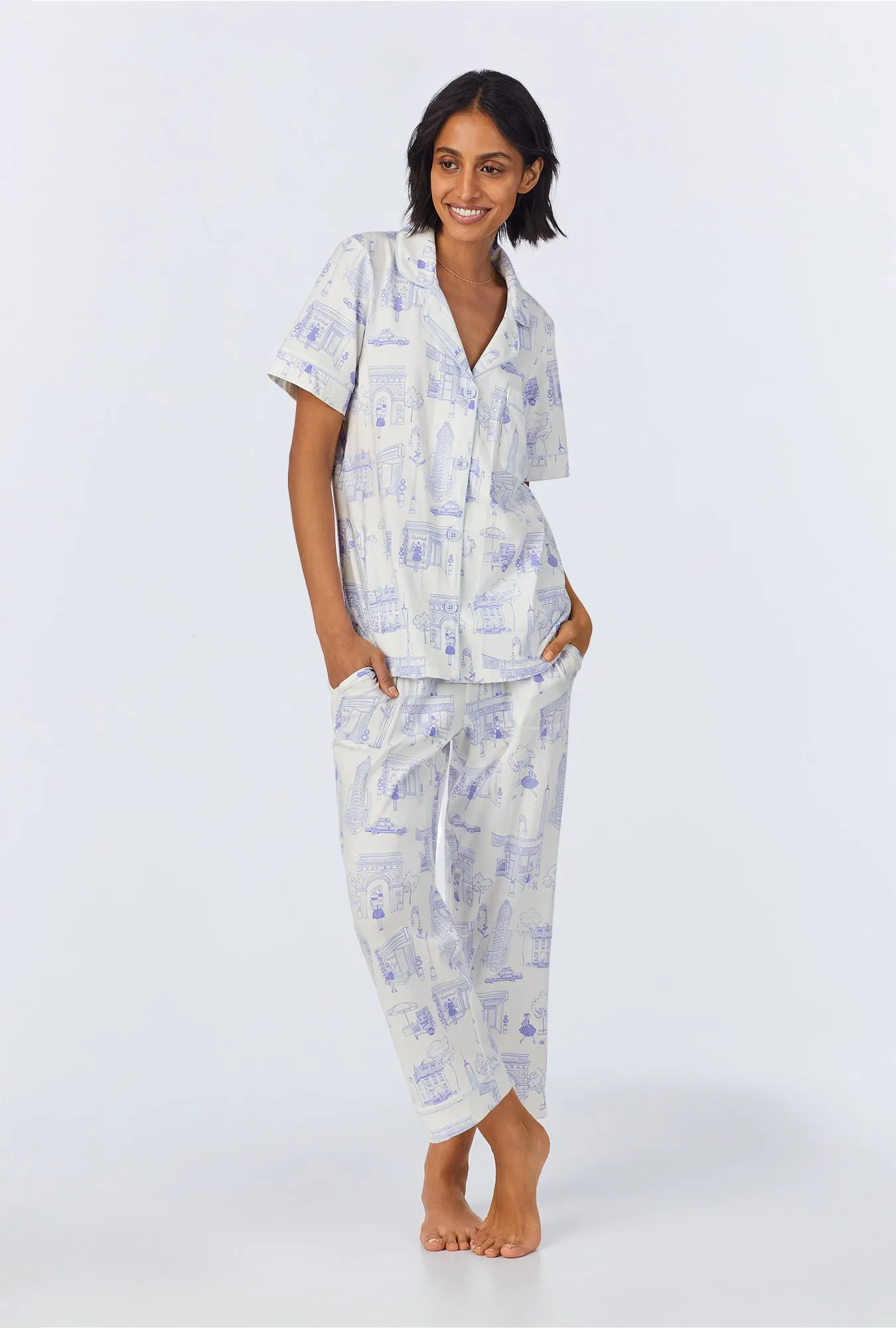 Bedhead on Bleecker Short Sleeve Classic Stretch Jersey Cropped PJ Set sold by BedHead