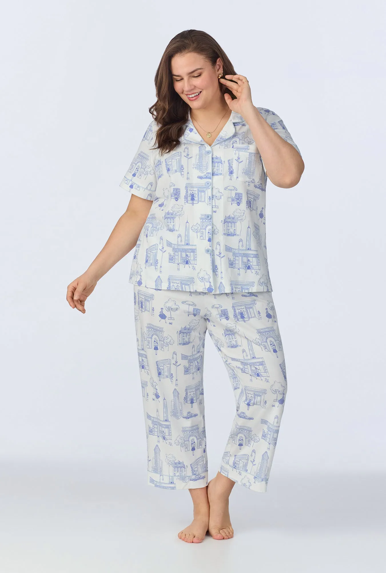 Bedhead on Bleecker Short Sleeve Classic Stretch Jersey Cropped PJ Set sold by BedHead product image thumbnail 5