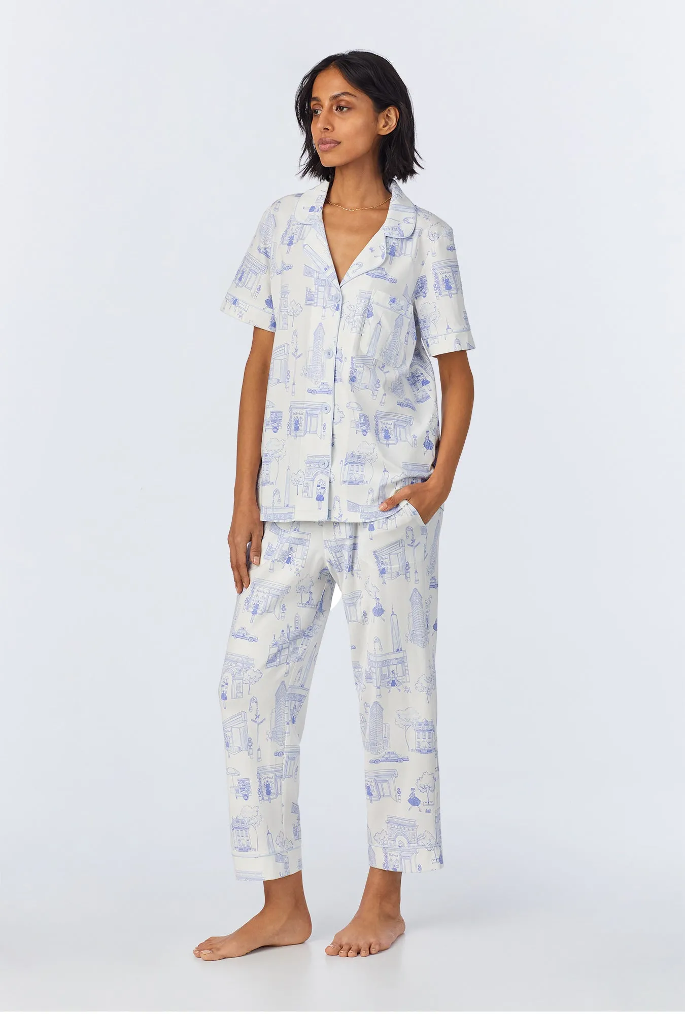 Bedhead on Bleecker Short Sleeve Classic Stretch Jersey Cropped PJ Set sold by BedHead product image thumbnail 2