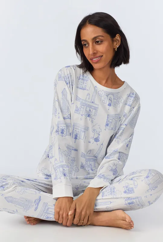 BedHead on Bleecker Long Sleeve Pullover Crew and Jogger Stretch Jersey PJ Set sold by BedHead