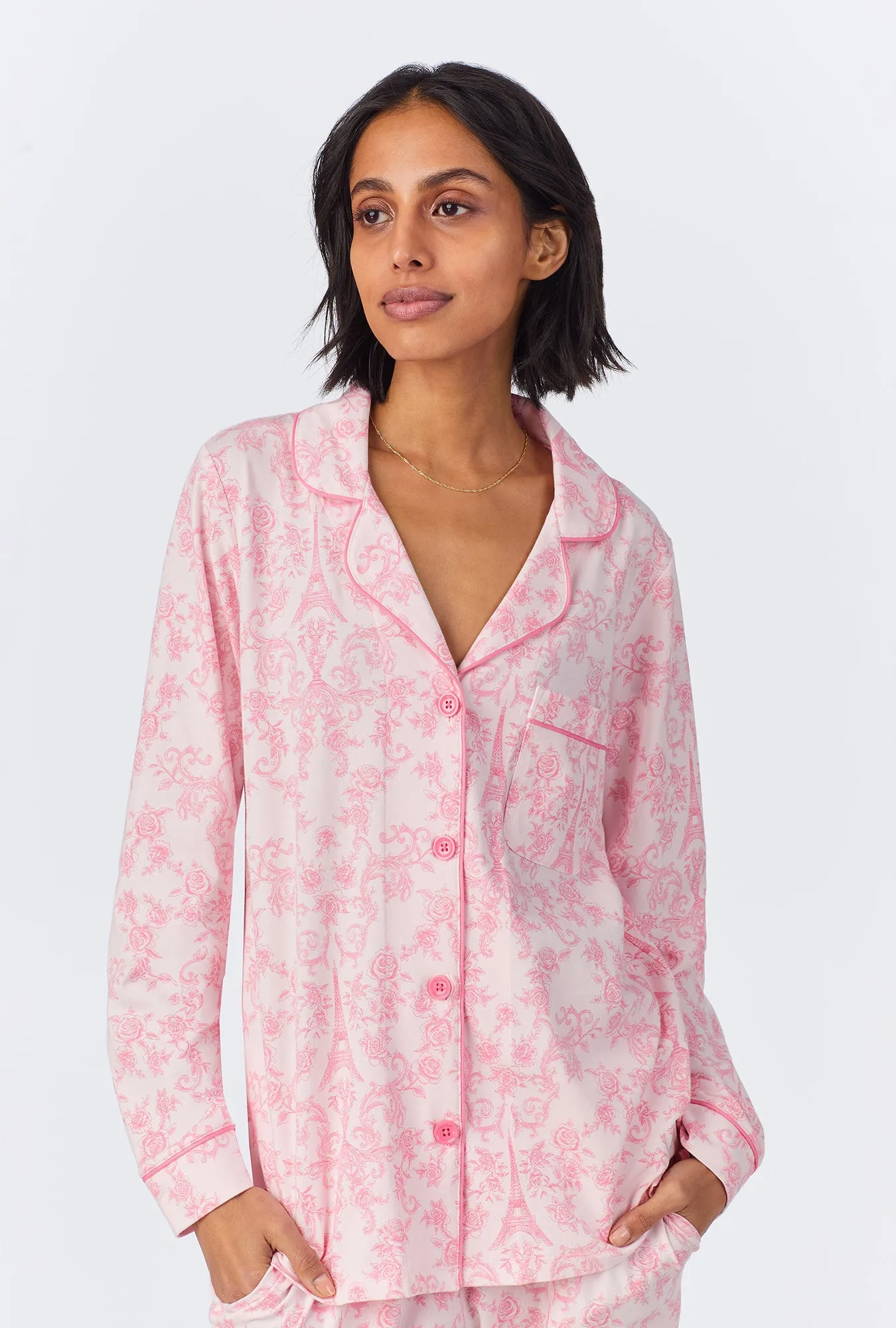 Parisian Toile Long Sleeve Classic Stretch Jersey PJ Set sold by BedHead product image thumbnail 4