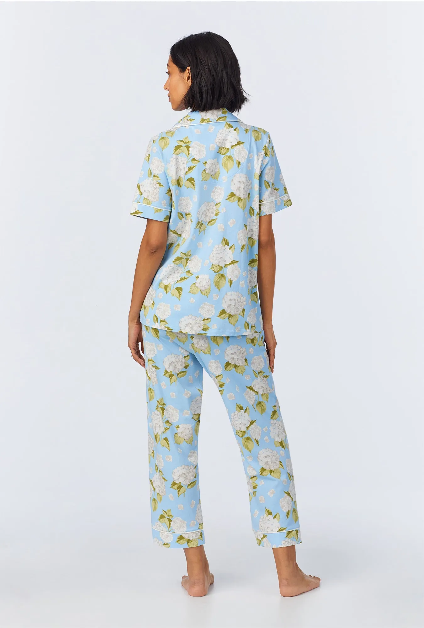 Blue Blossom Bliss Short Sleeve Classic Stretch Jersey Cropped PJ Set sold by BedHead product image thumbnail 3