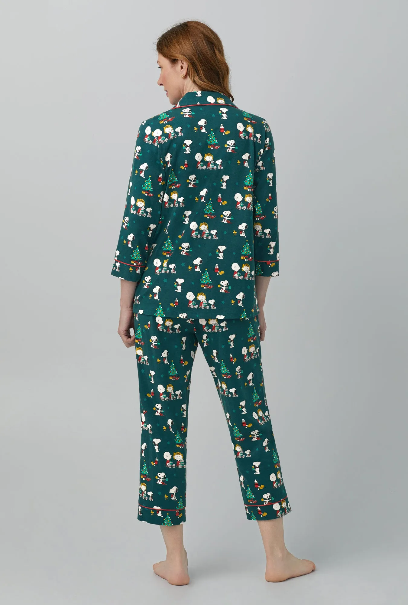 Snoopy's Cocoa And Cookies 3/4 Sleeve Classic Stretch Jersey Cropped PJ Set sold by BedHead product image thumbnail 3