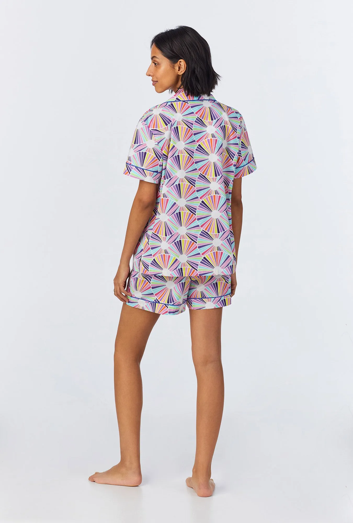 BedHead x Trina Turk Fanfare Short Sleeve Classic Woven Cotton Poplin Shorty PJ Set sold by BedHead product image thumbnail 3