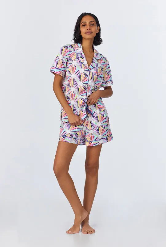 BedHead x Trina Turk Fanfare Short Sleeve Classic Woven Cotton Poplin Shorty PJ Set sold by BedHead