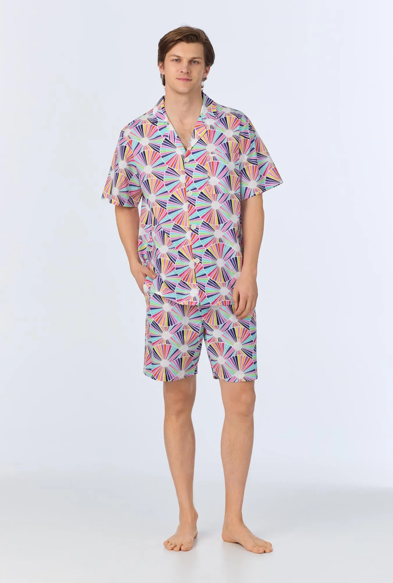 BedHead x Mr. Turk Fanfare Men's Short Sleeve Notch Woven Cotton Poplin Boxer PJ Set sold by BedHead product image thumbnail 3