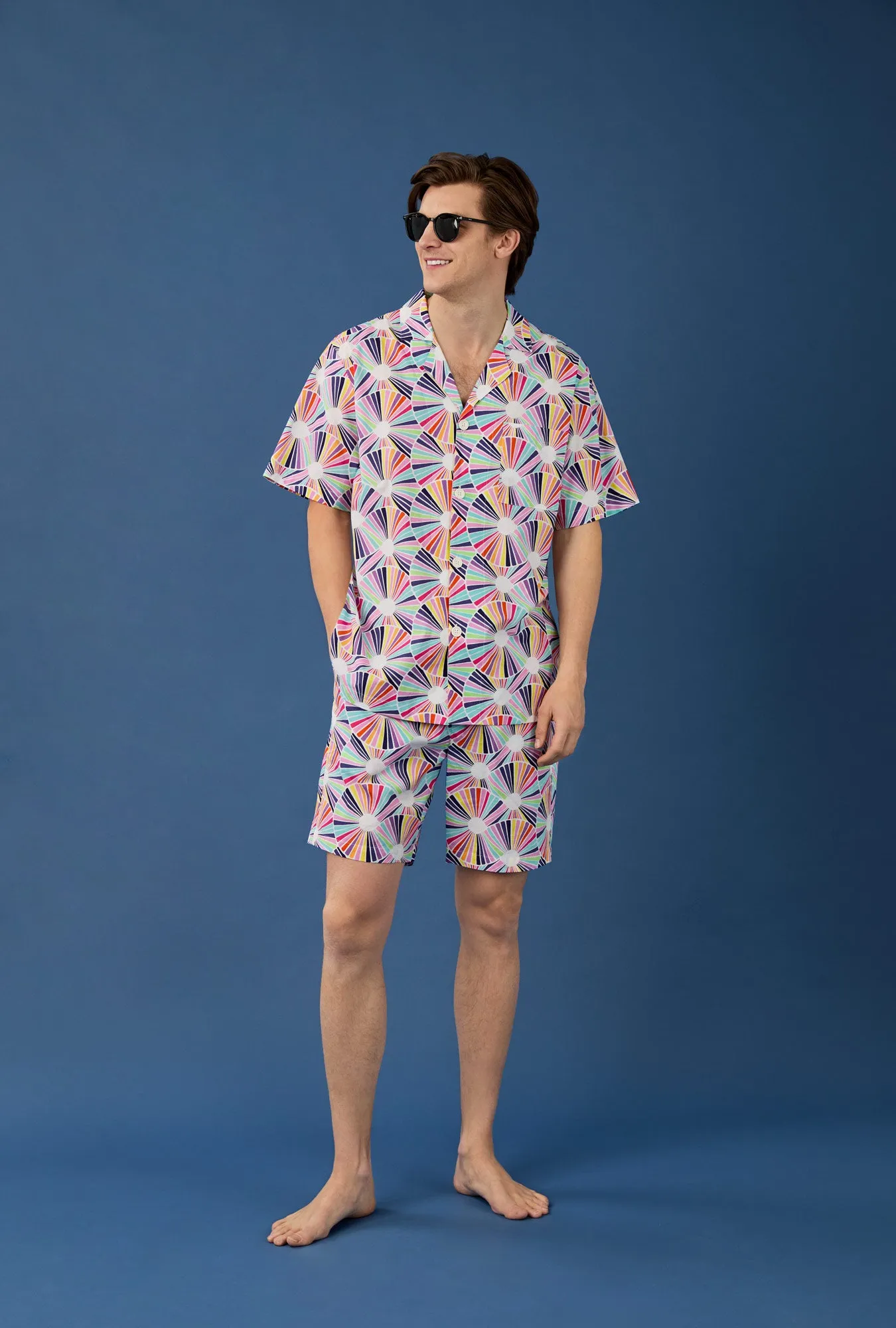 BedHead x Mr. Turk Fanfare Men's Short Sleeve Notch Woven Cotton Poplin Boxer PJ Set sold by BedHead product image thumbnail 2