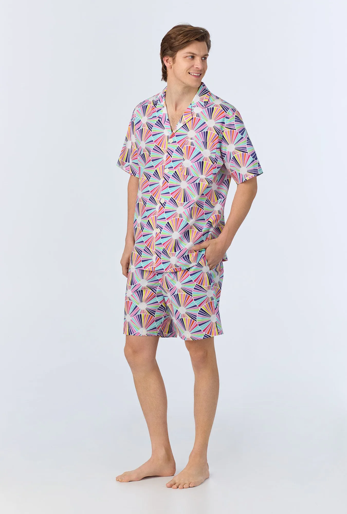 BedHead x Mr. Turk Fanfare Men's Short Sleeve Notch Woven Cotton Poplin Boxer PJ Set sold by BedHead product image thumbnail 4
