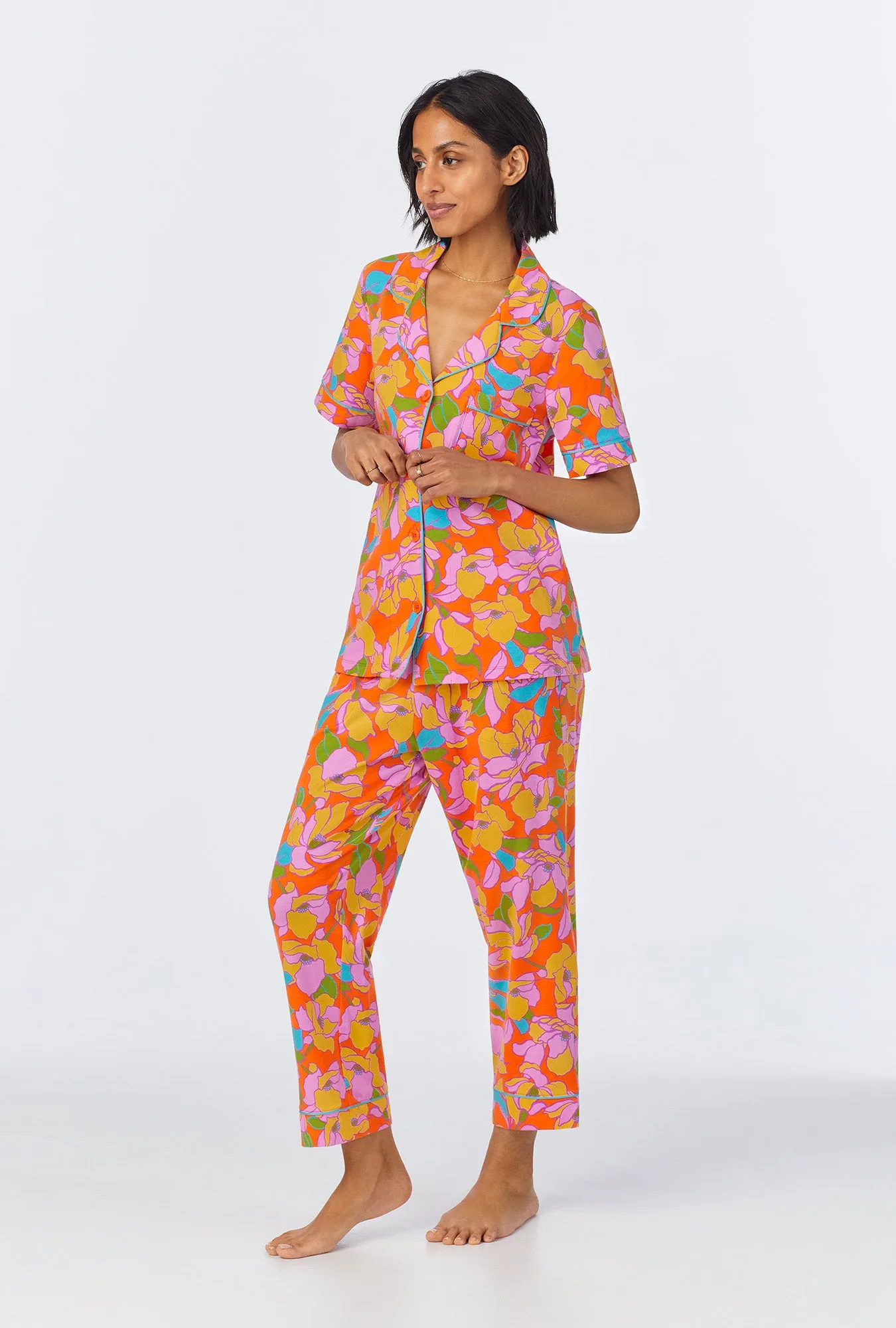 BedHead x Trina Turk Floral Short Sleeve Classic Cropped Stretch Jersey PJ Set sold by BedHead product image thumbnail 2