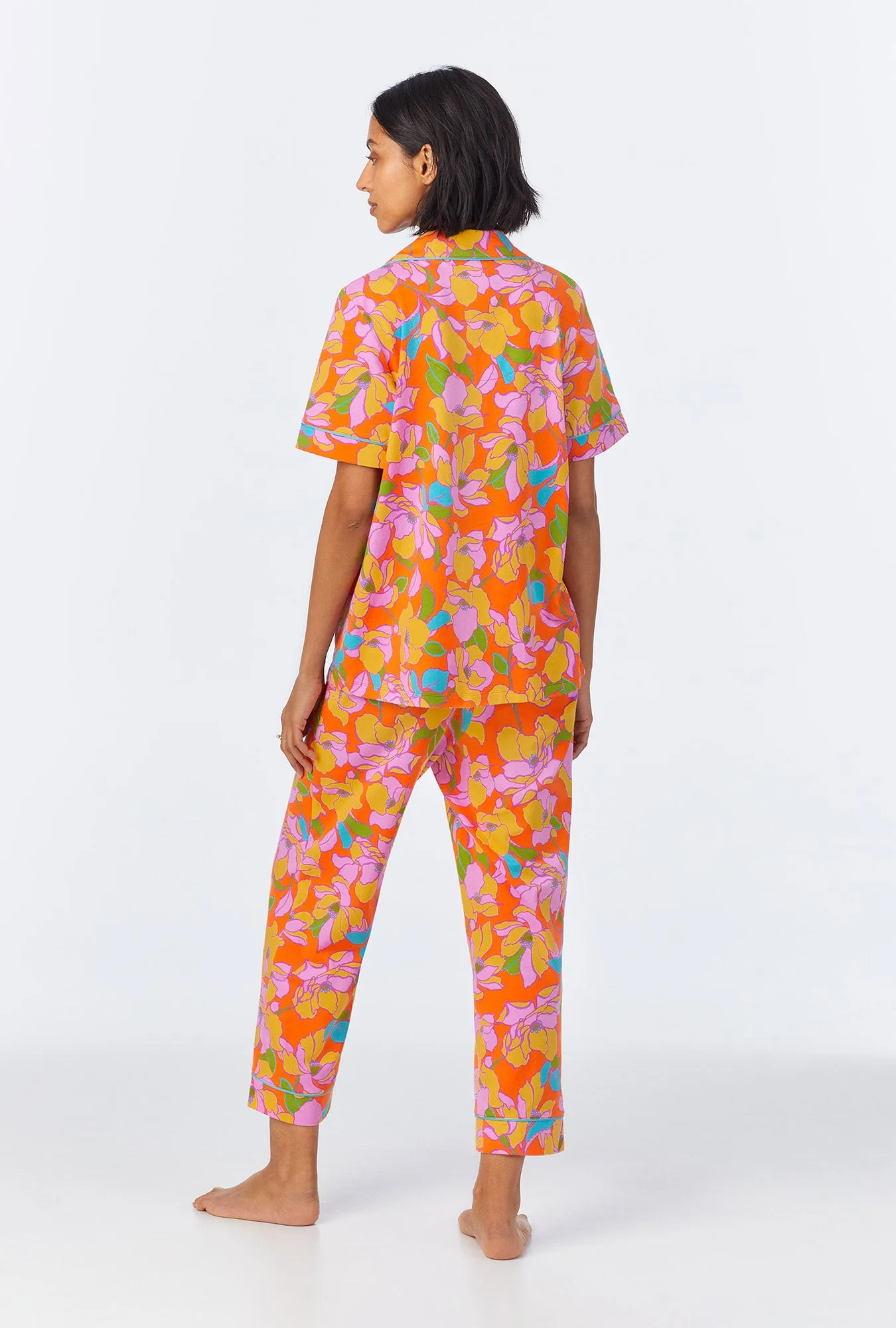 BedHead x Trina Turk Floral Short Sleeve Classic Cropped Stretch Jersey PJ Set sold by BedHead product image thumbnail 3