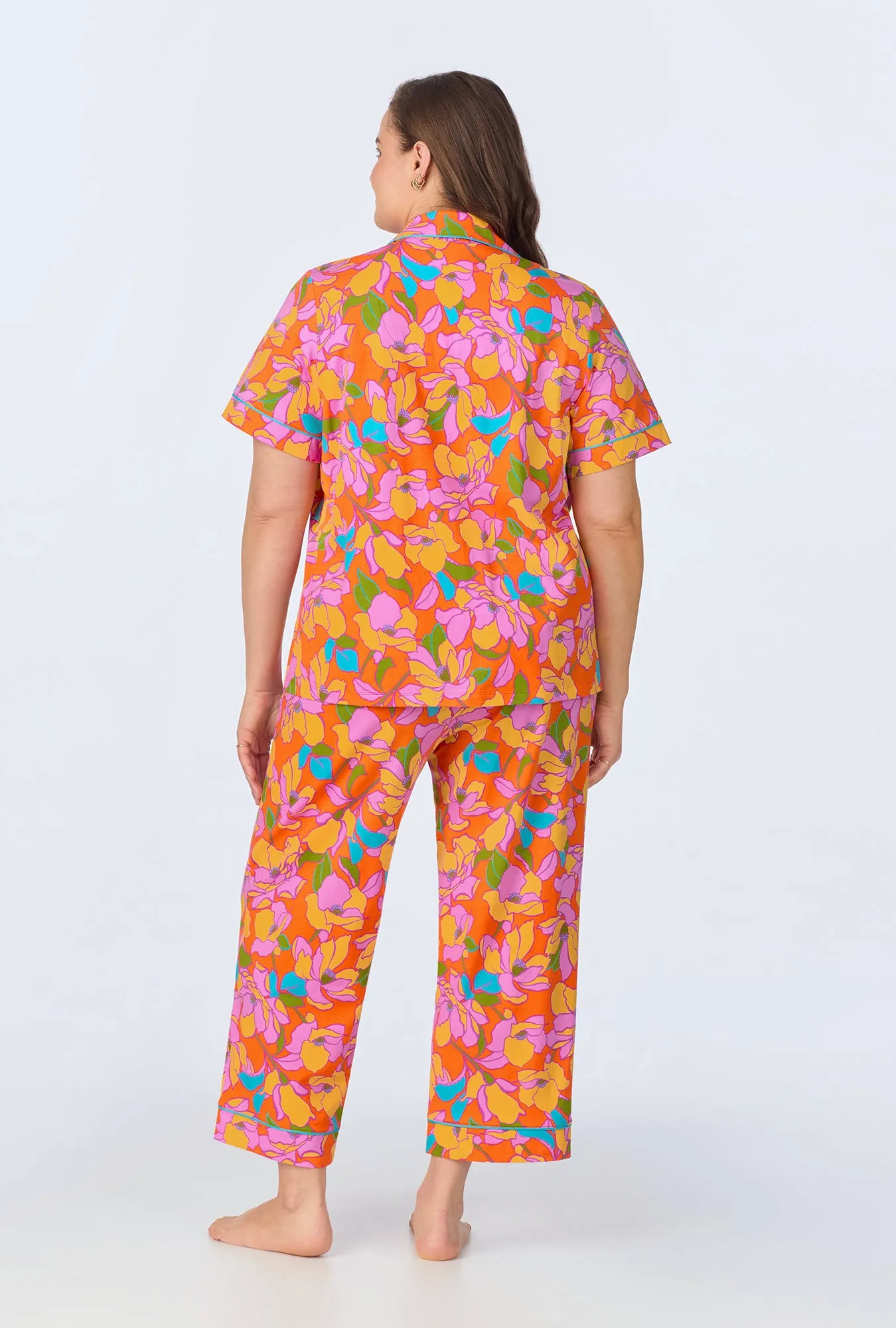 BedHead x Trina Turk Floral Short Sleeve Classic Cropped Stretch Jersey PJ Set sold by BedHead product image thumbnail 5