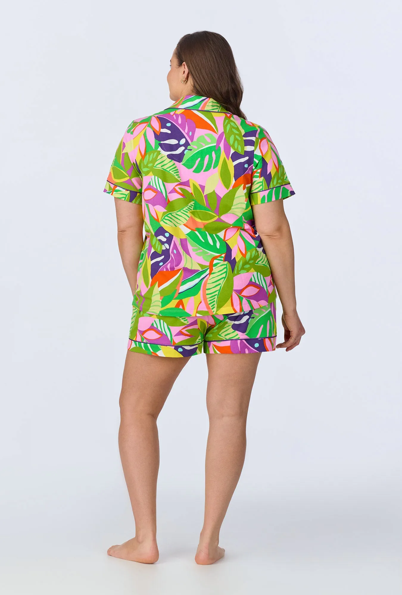 BedHead x Trina Turk Jungle Leaves Short Sleeve Classic Shorty Stretch Jersey PJ Set sold by BedHead product image thumbnail 5