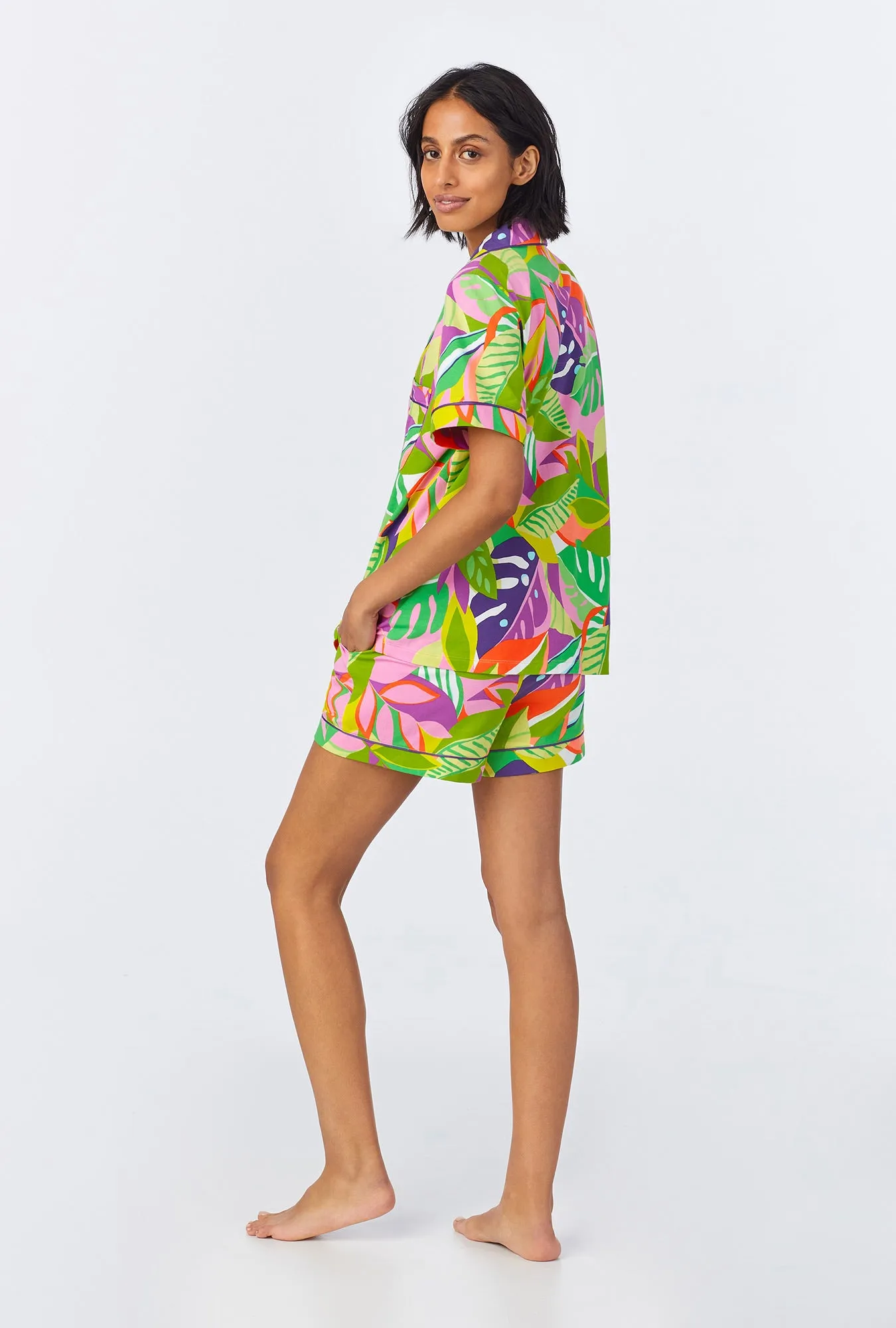 BedHead x Trina Turk Jungle Leaves Short Sleeve Classic Shorty Stretch Jersey PJ Set sold by BedHead product image thumbnail 3