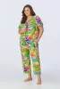 BedHead x Trina Turk Jungle Leaves Short Sleeve Classic Cropped Stretch Jersey PJ Set sold by BedHead
