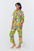 BedHead x Trina Turk Jungle Leaves Short Sleeve Classic Cropped Stretch Jersey PJ Set sold by BedHead
