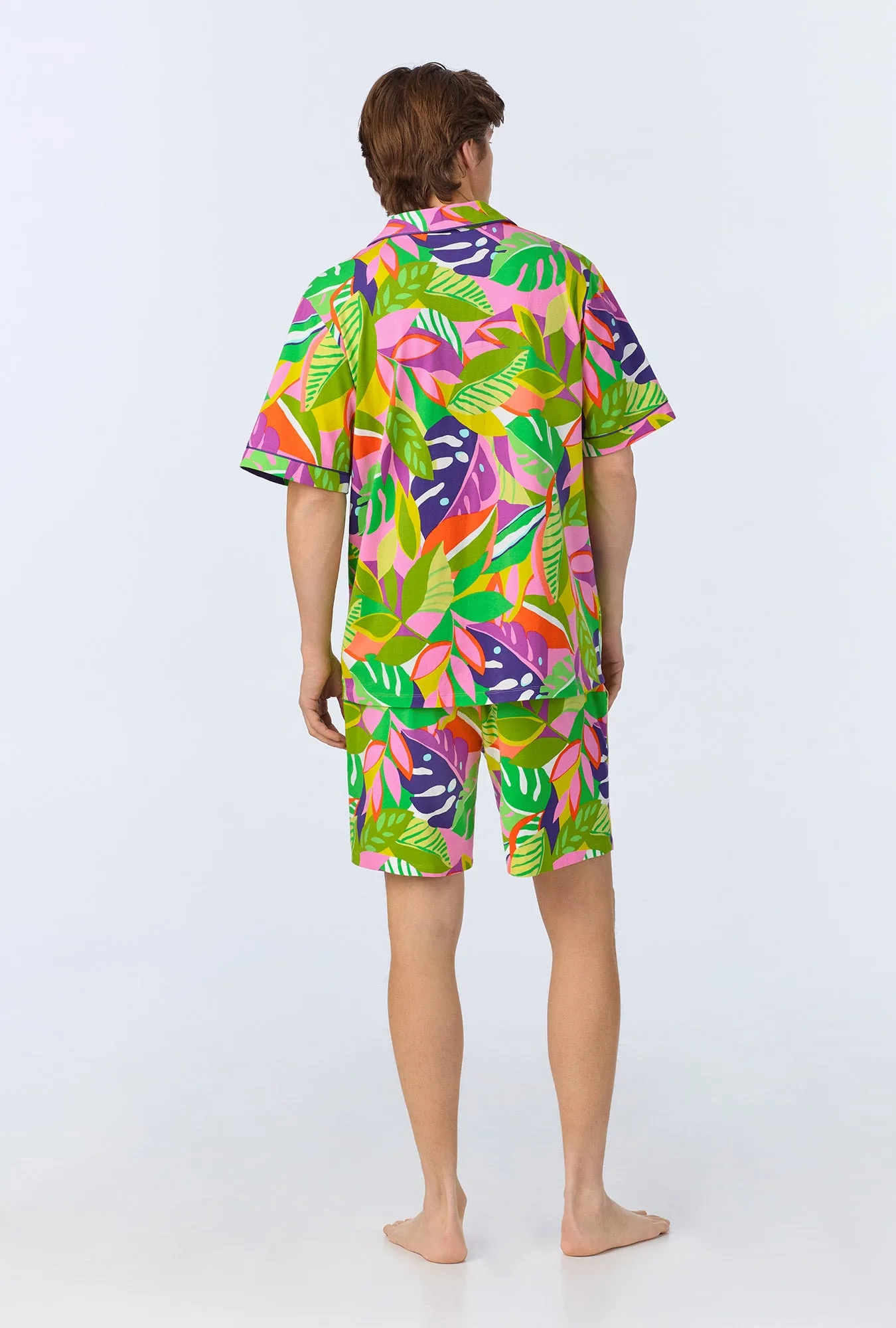 BedHead x Mr. Turk Jungle Leaves Men's Short Sleeve Notch Stretch Jersey Boxer PJ Set sold by BedHead product image thumbnail 5