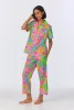 BedHead x Trina Turk Linear Floral Short Sleeve Classic Cropped Woven Cotton Poplin PJ Set sold by BedHead