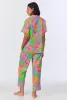 BedHead x Trina Turk Linear Floral Short Sleeve Classic Cropped Woven Cotton Poplin PJ Set sold by BedHead