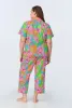 BedHead x Trina Turk Linear Floral Short Sleeve Classic Cropped Woven Cotton Poplin PJ Set sold by BedHead