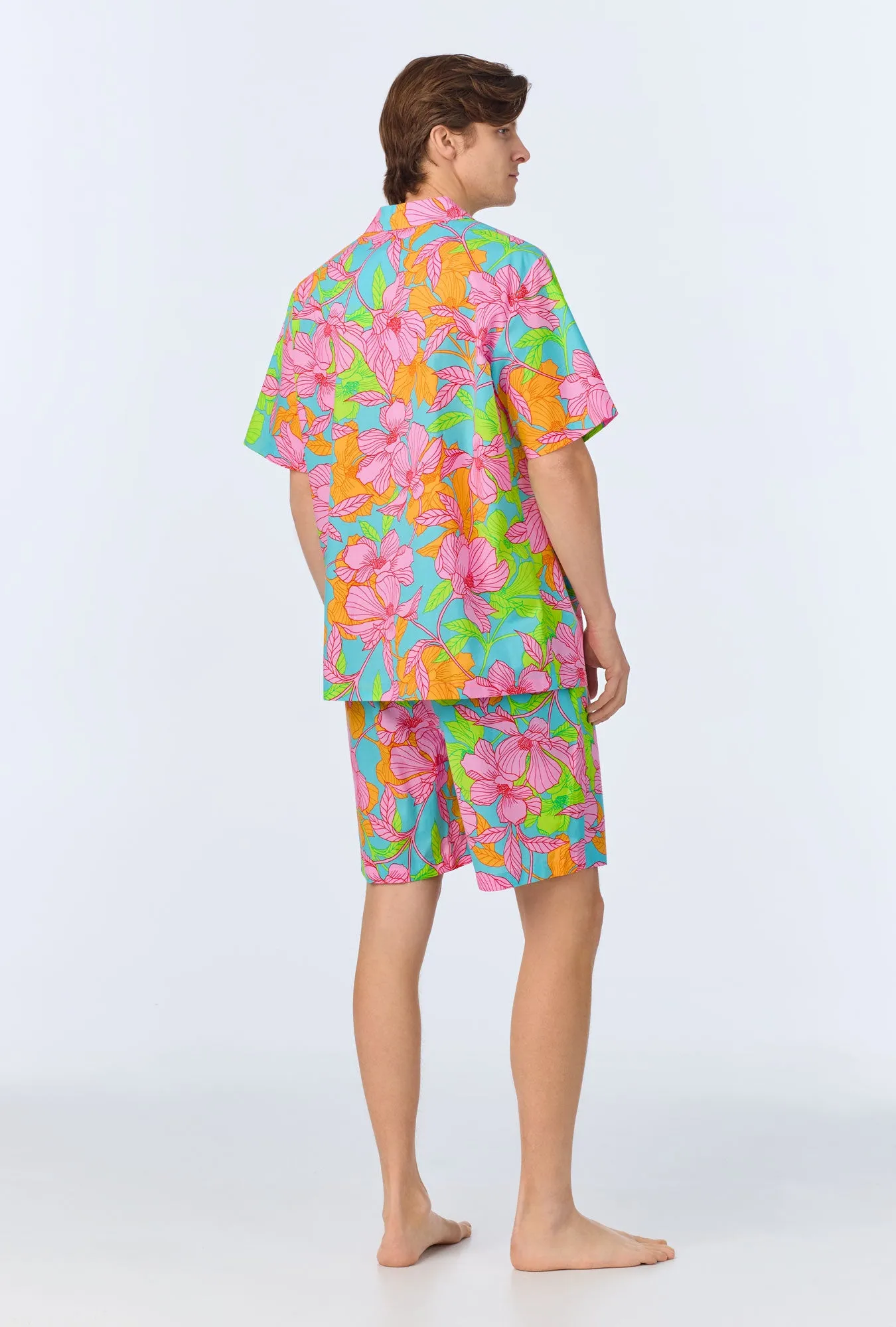 BedHead x Mr. Turk Linear Floral Men's Short Sleeve Notch Woven Cotton Poplin Boxer PJ Set sold by BedHead product image thumbnail 3