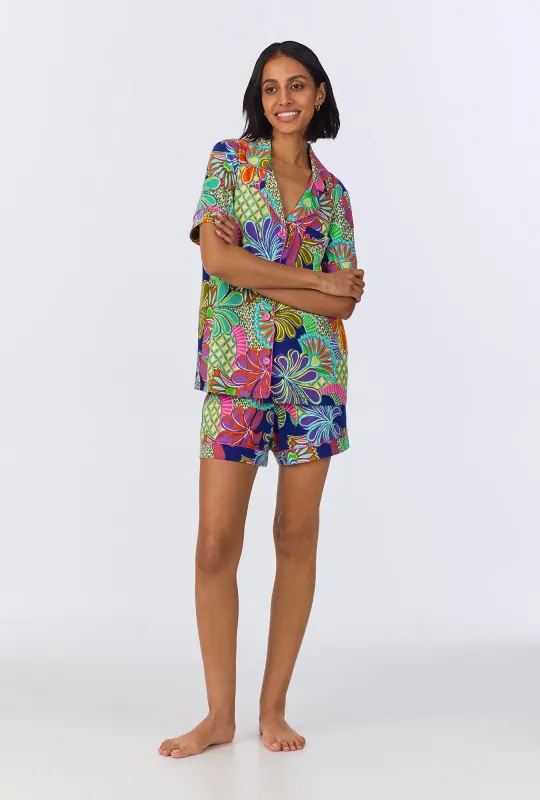BedHead x Trina Turk Zanzibar Short Sleeve Classic Shorty Stretch Jersey PJ Set sold by BedHead
