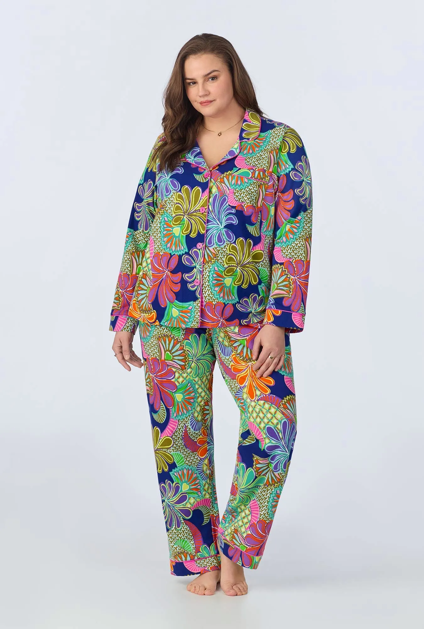 BedHead x Trina Turk Zanzibar Long Sleeve Classic Stretch Jersey PJ Set sold by BedHead product image thumbnail 4