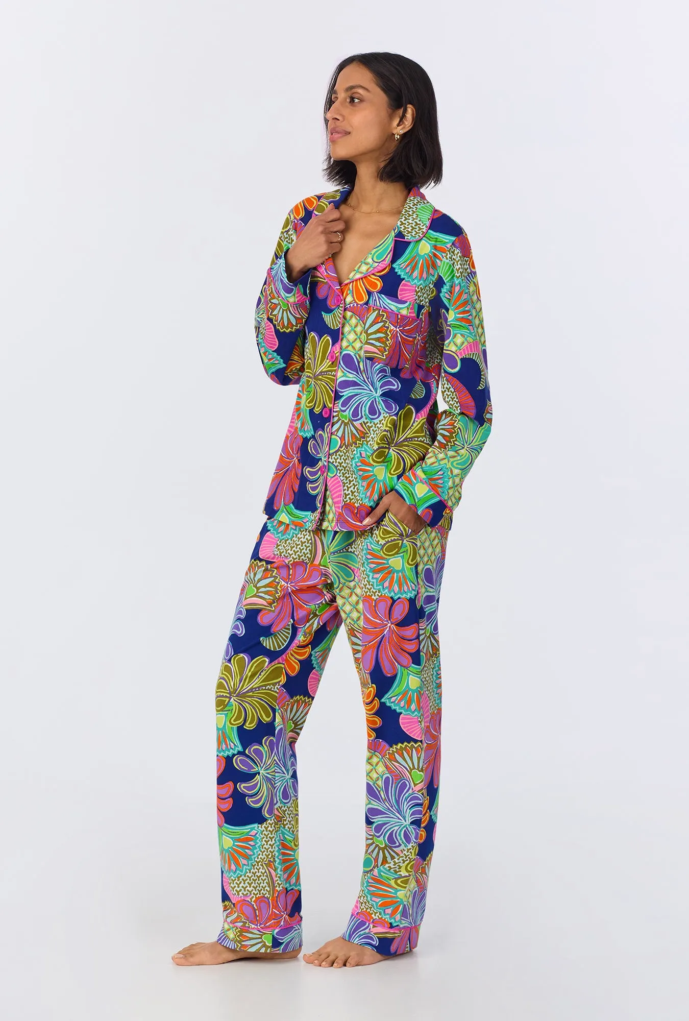 BedHead x Trina Turk Zanzibar Long Sleeve Classic Stretch Jersey PJ Set sold by BedHead product image thumbnail 2