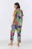 BedHead x Trina Turk  Zanzibar Short Sleeve Classic Cropped Stretch Jersey PJ Set sold by BedHead
