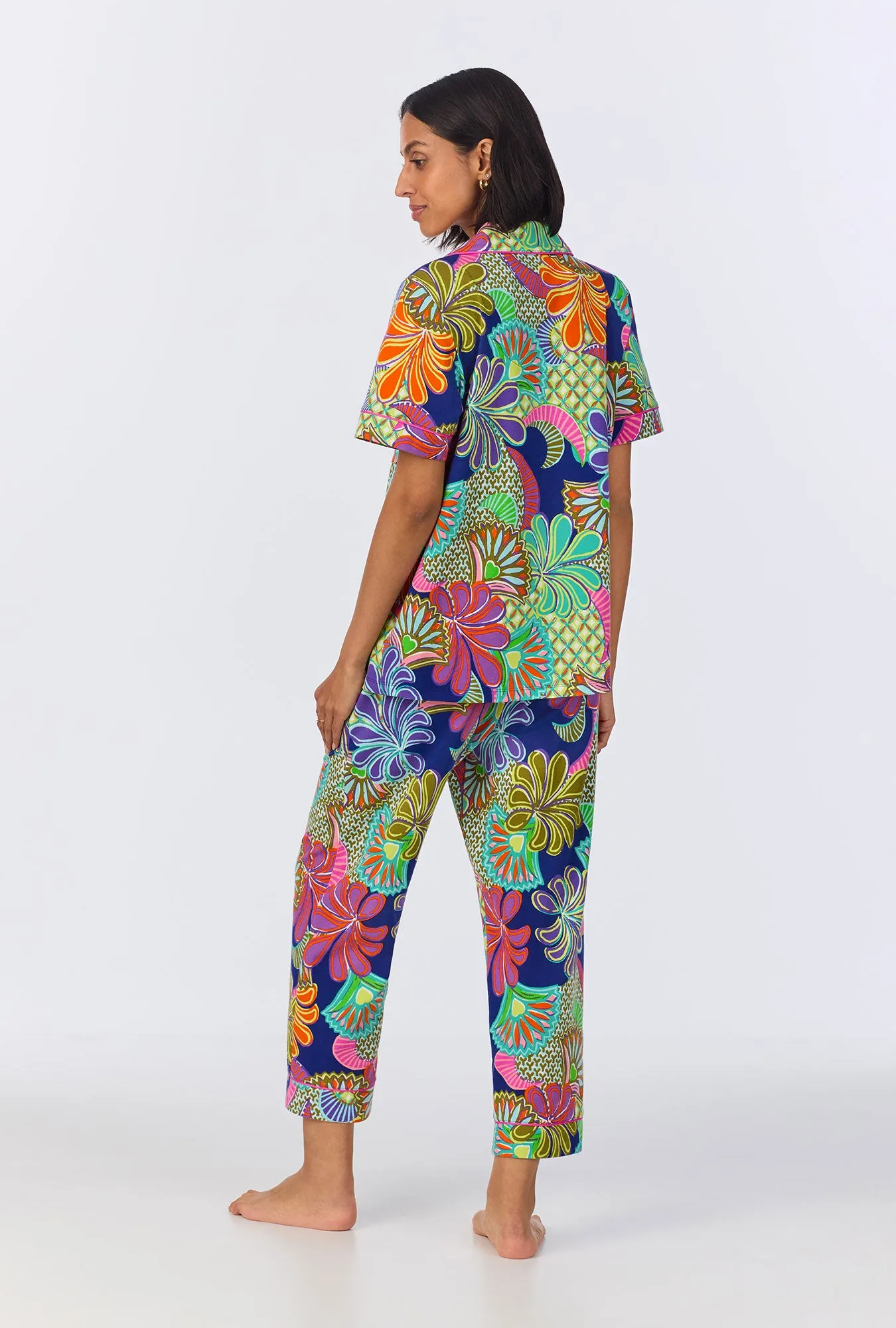 BedHead x Trina Turk Zanzibar Short Sleeve Classic Cropped Stretch Jersey PJ Set sold by BedHead product image thumbnail 4