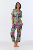 BedHead x Trina Turk  Zanzibar Short Sleeve Classic Cropped Stretch Jersey PJ Set sold by BedHead