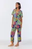 BedHead x Trina Turk  Zanzibar Short Sleeve Classic Cropped Stretch Jersey PJ Set sold by BedHead