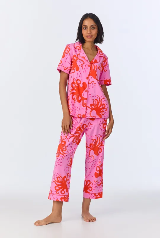 Sea Dreamers Short Sleeve Classic Stretch Jersey Cropped PJ Set sold by BedHead