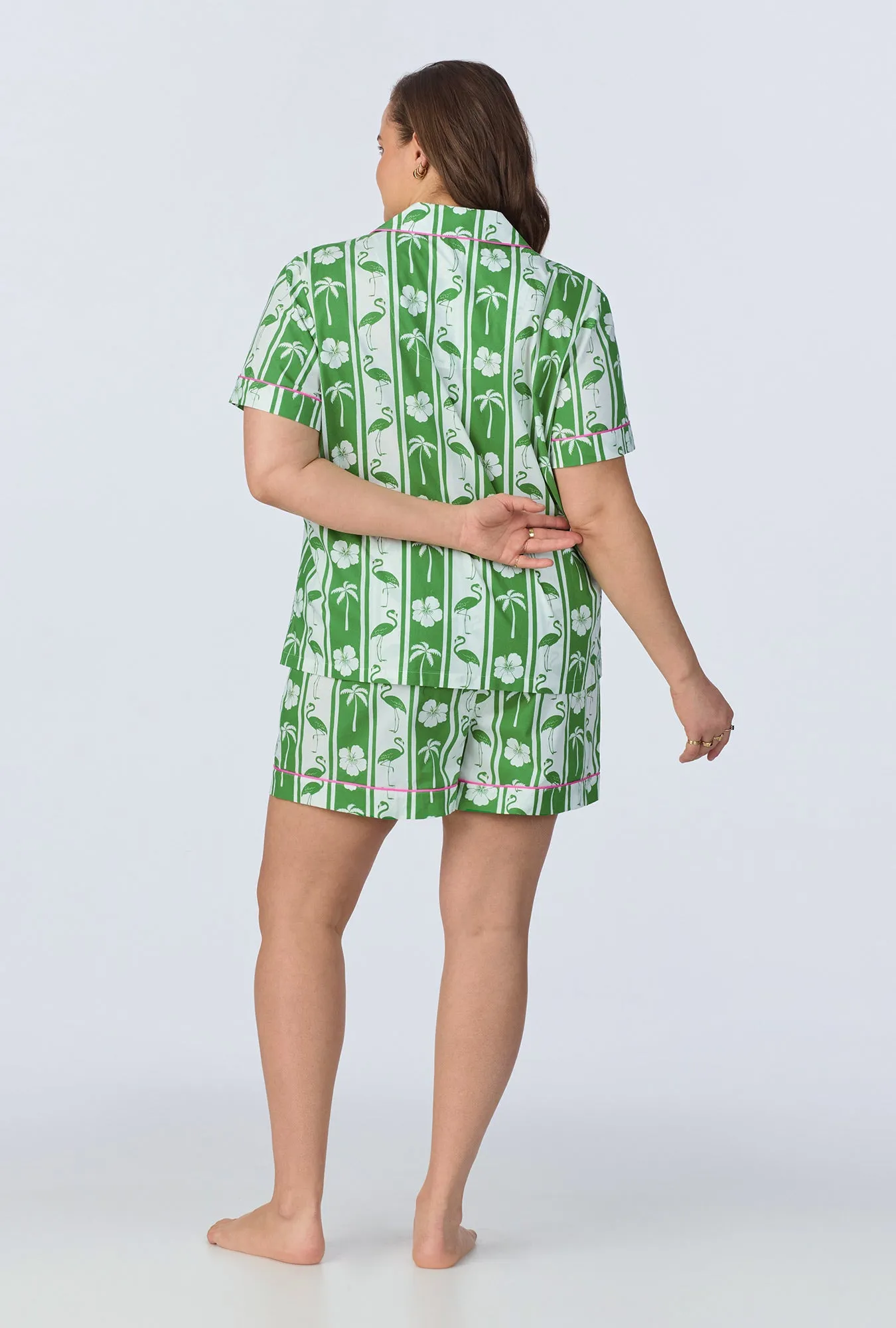 Aloha Stripe Short Sleeve Classic Woven Cotton Poplin Shorty PJ Set sold by BedHead product image thumbnail 5