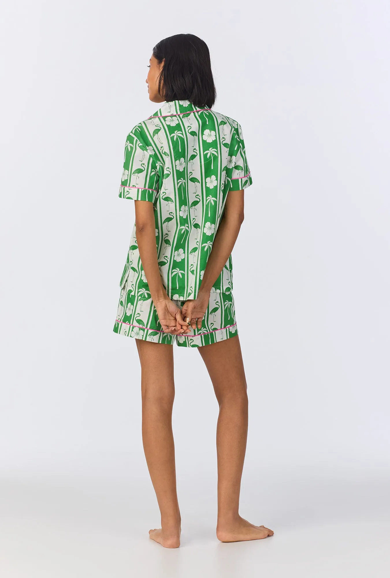 Aloha Stripe Short Sleeve Classic Woven Cotton Poplin Shorty PJ Set sold by BedHead product image thumbnail 3
