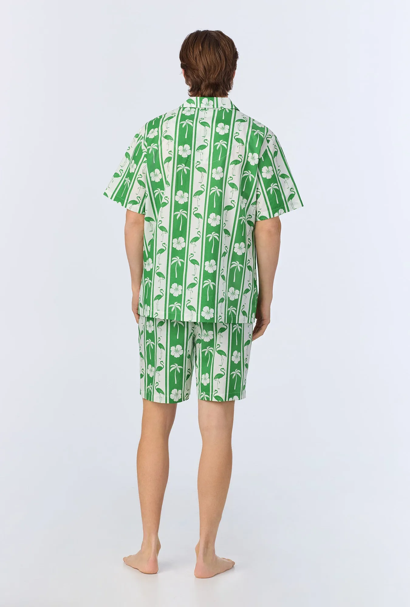 Aloha Stripe Men's Short Sleeve Notch Woven Cotton Poplin Boxer PJ Set sold by BedHead product image thumbnail 5